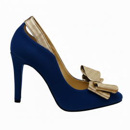 Pantofi VIOLETA albastru auriu