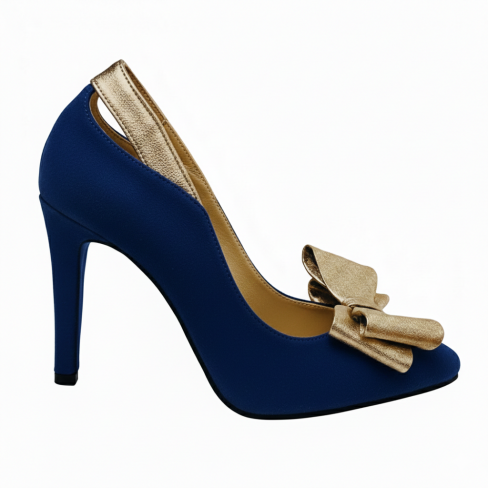 Pantofi VIOLETA albastru auriu