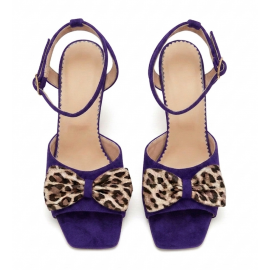 Sandale cu toc ALGA mov animal print