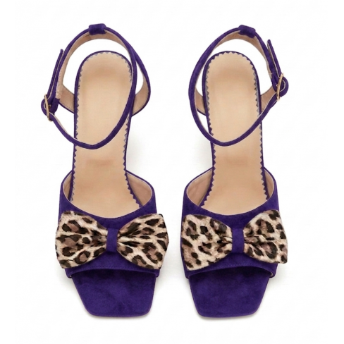 Sandale cu toc ALGA mov animal print