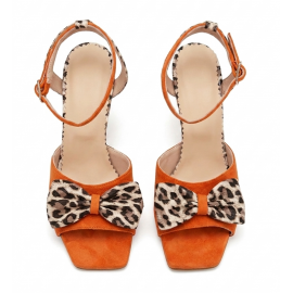 Sandale cu toc ALGA portocaliu animal print