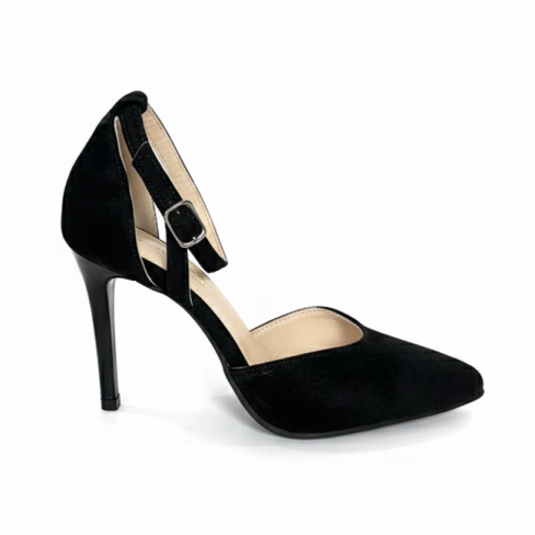 Pantofi ELISABETA negru, piele intoarsa