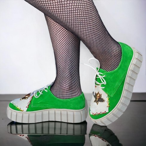 Pantofi cu talpa joasa ALICE verde