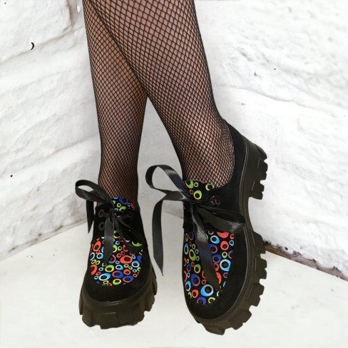 Pantofi cu talpa joasa DORINA negru print