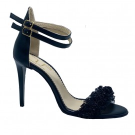 Sandale CRIN negru cu dantela