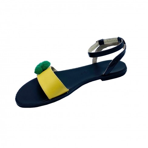Sandale cu talpa joasa CLARA negru/galben
