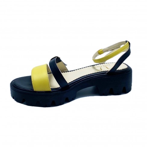 Sandale cu talpa joasa NINA negru galben